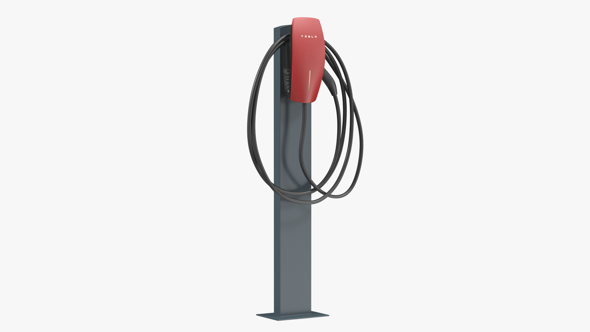 Pedestal Mounted Wall Connector Charger Tesla Red 3D model