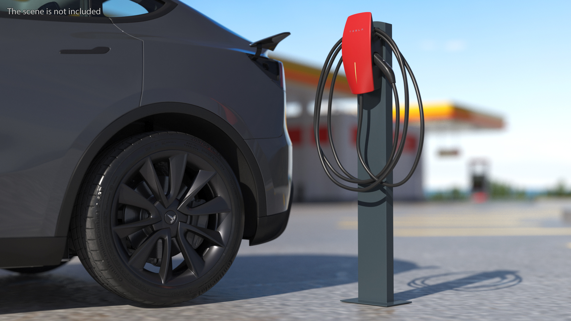 Pedestal Mounted Wall Connector Charger Tesla Red 3D model