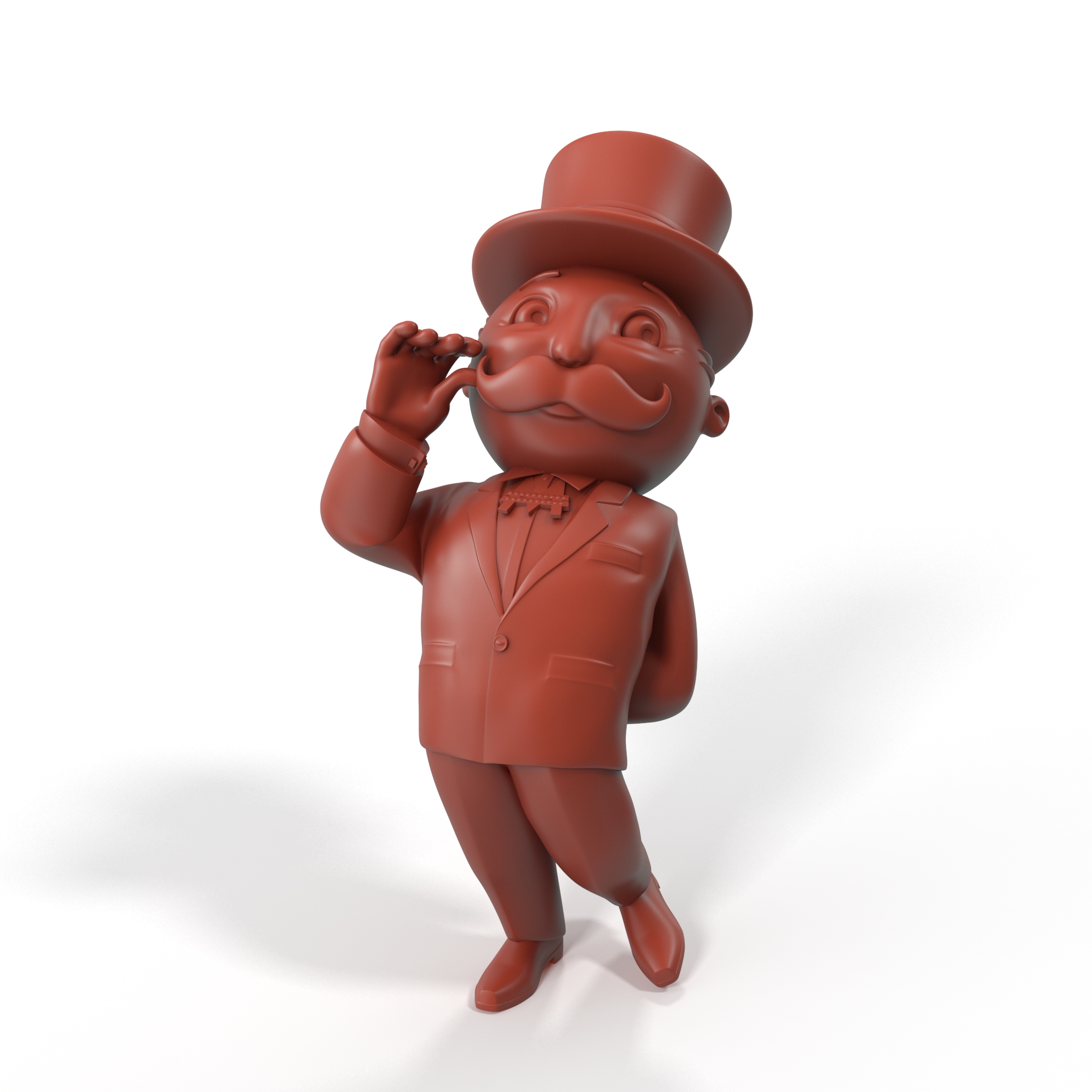 3D model Mr Monopoly Moustache Twirl Pose for 3D Print