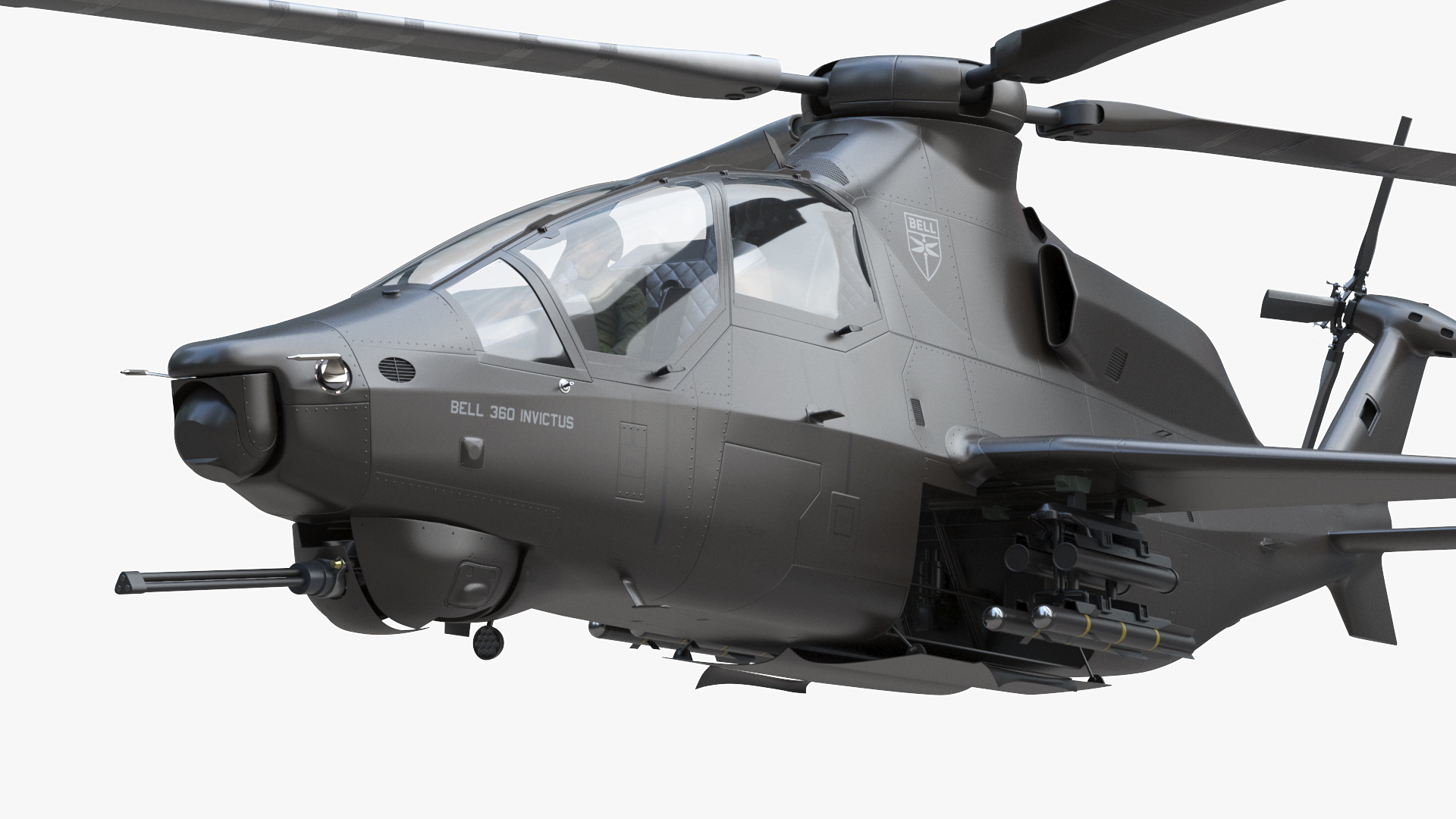 Bell 360 Invictus Helicopter with Pilot 3D model