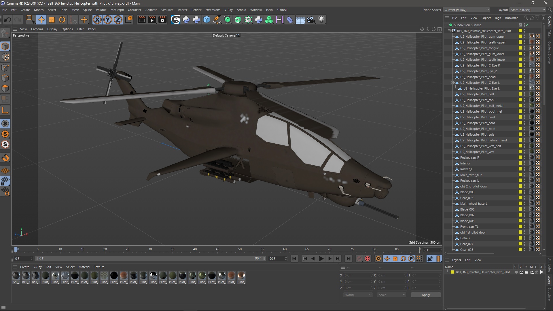 Bell 360 Invictus Helicopter with Pilot 3D model