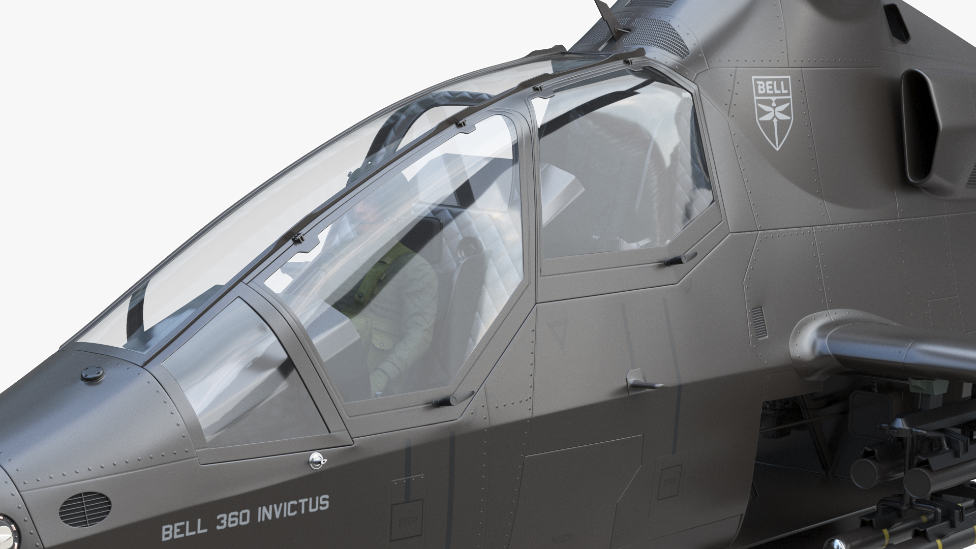 Bell 360 Invictus Helicopter with Pilot 3D model