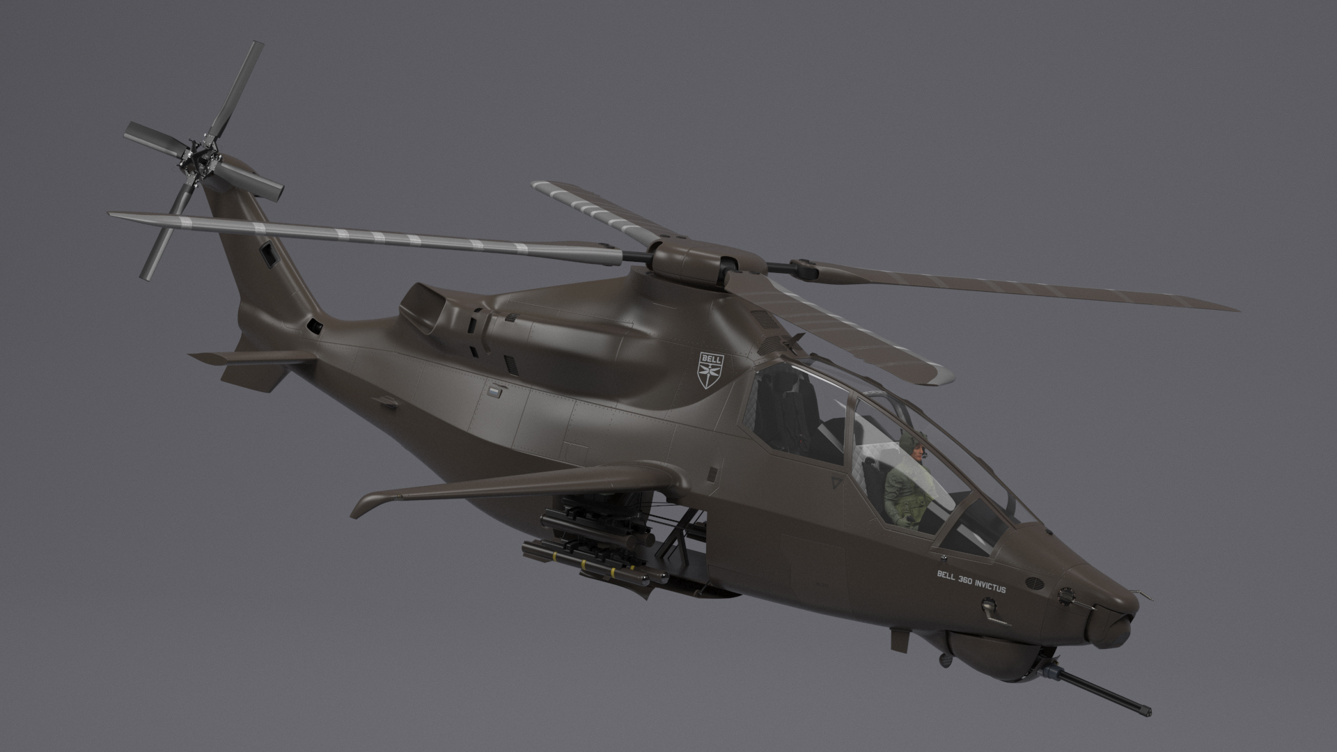 Bell 360 Invictus Helicopter with Pilot 3D model