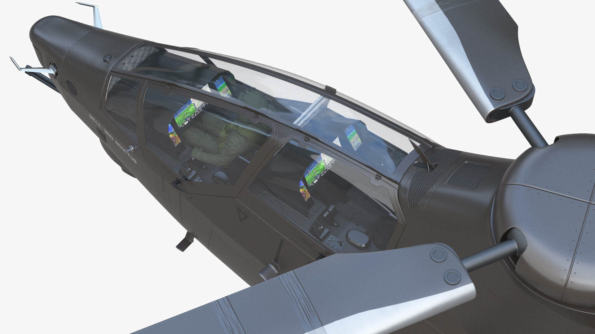 Bell 360 Invictus Helicopter with Pilot 3D model
