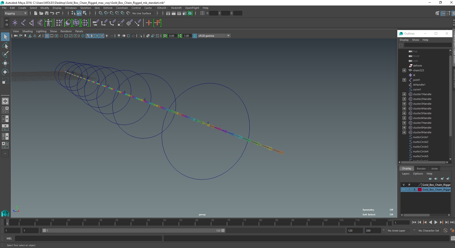 3D model Gold Box Chain Rigged for Maya