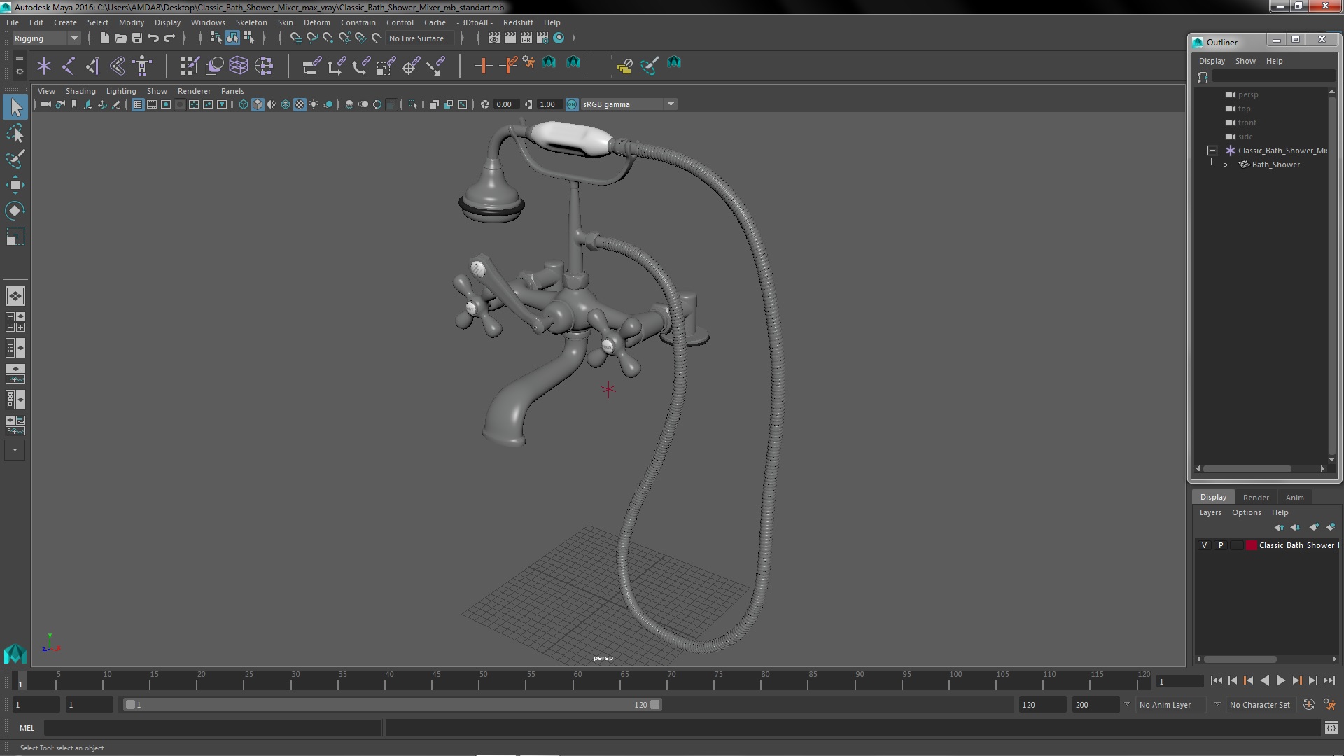 3D model Classic Bath Shower Mixer