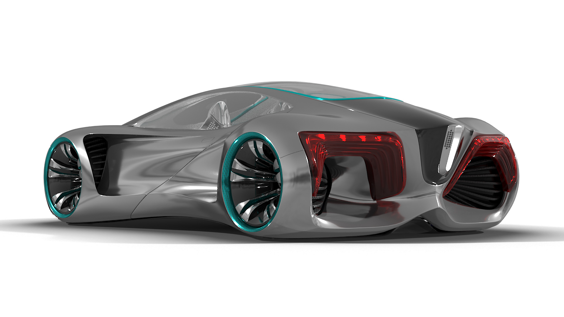3D Futuristic S-Class Concept Vehicle Silver