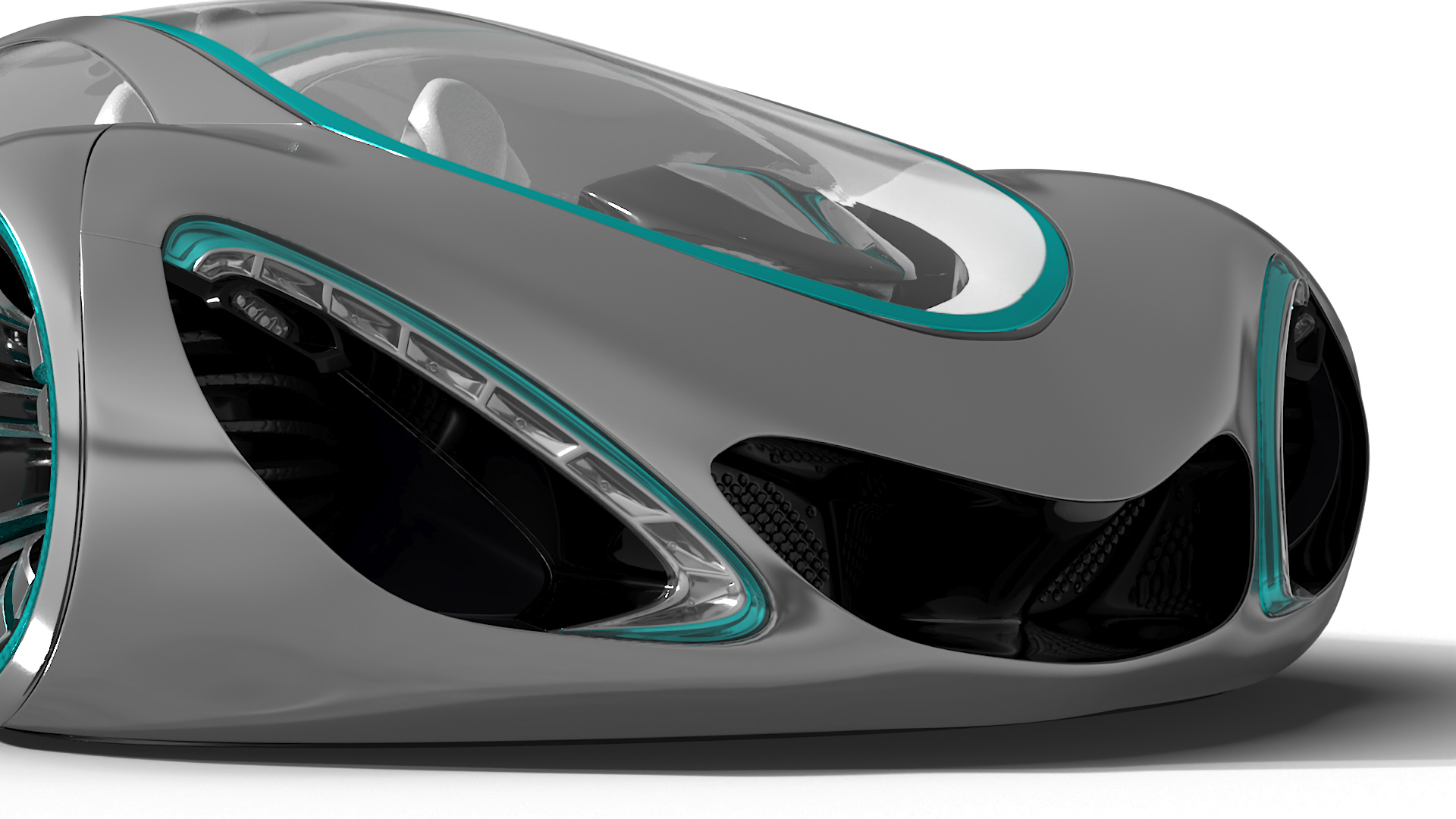 3D Futuristic S-Class Concept Vehicle Silver