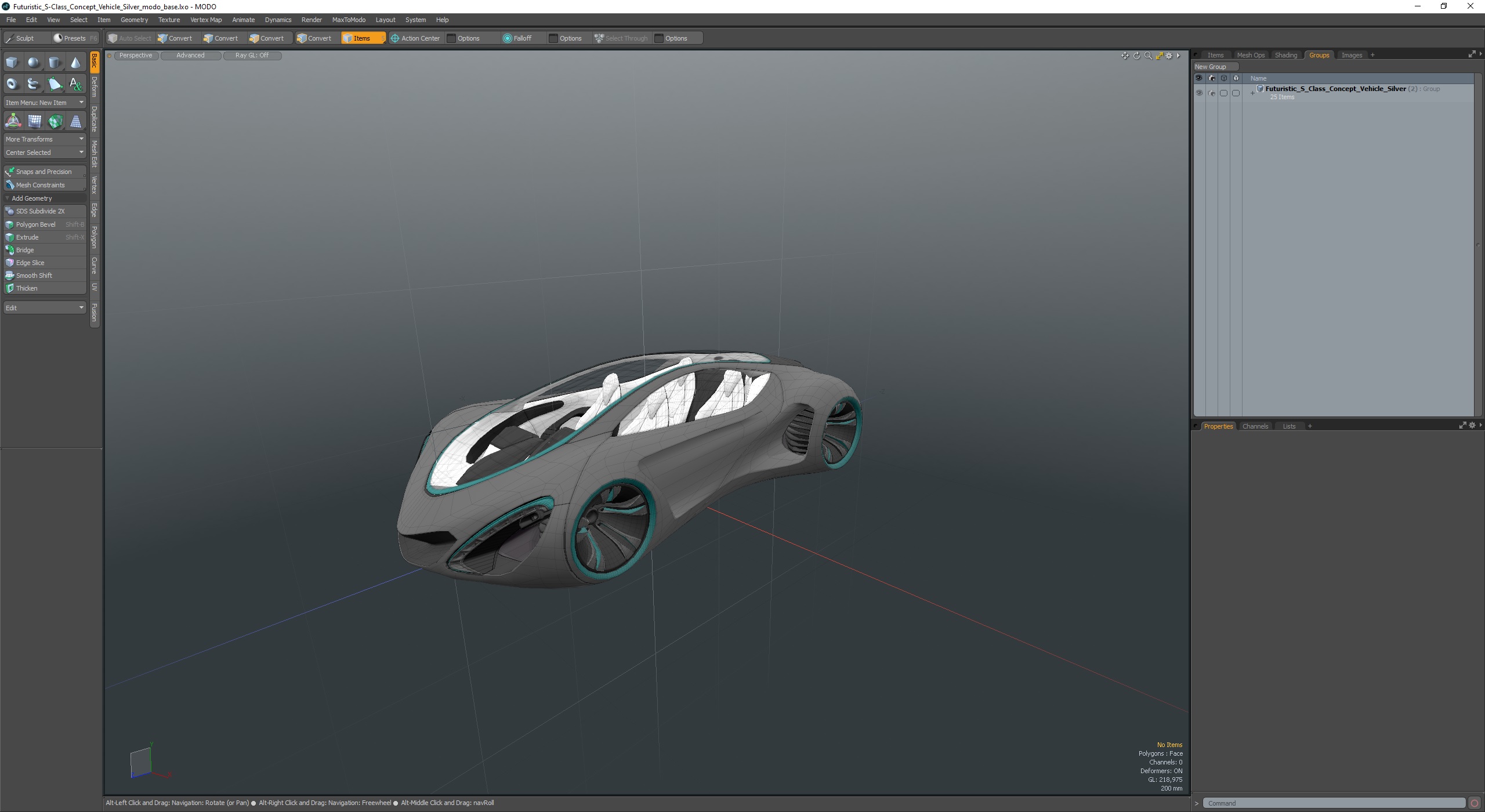 3D Futuristic S-Class Concept Vehicle Silver