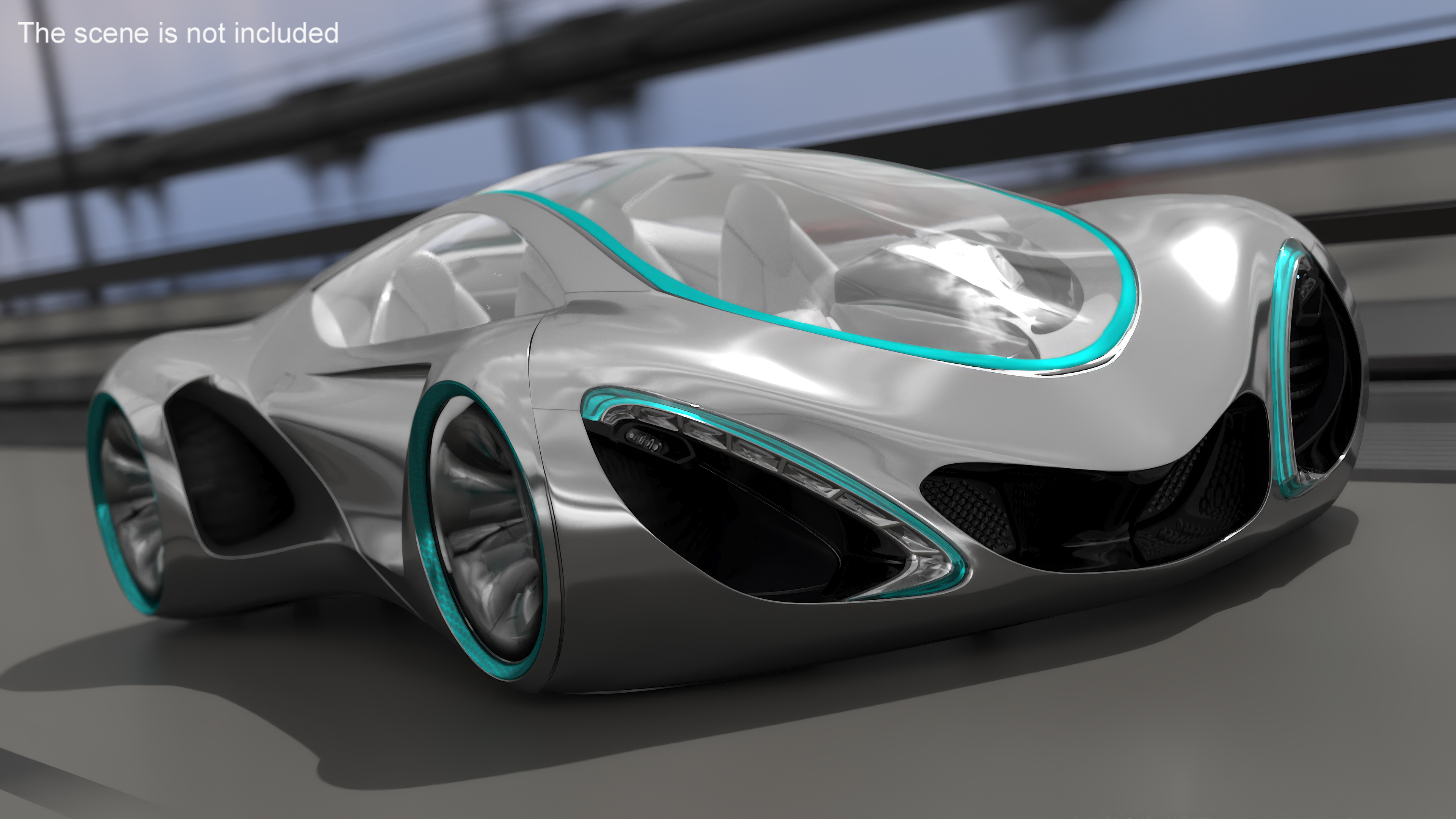 3D Futuristic S-Class Concept Vehicle Silver