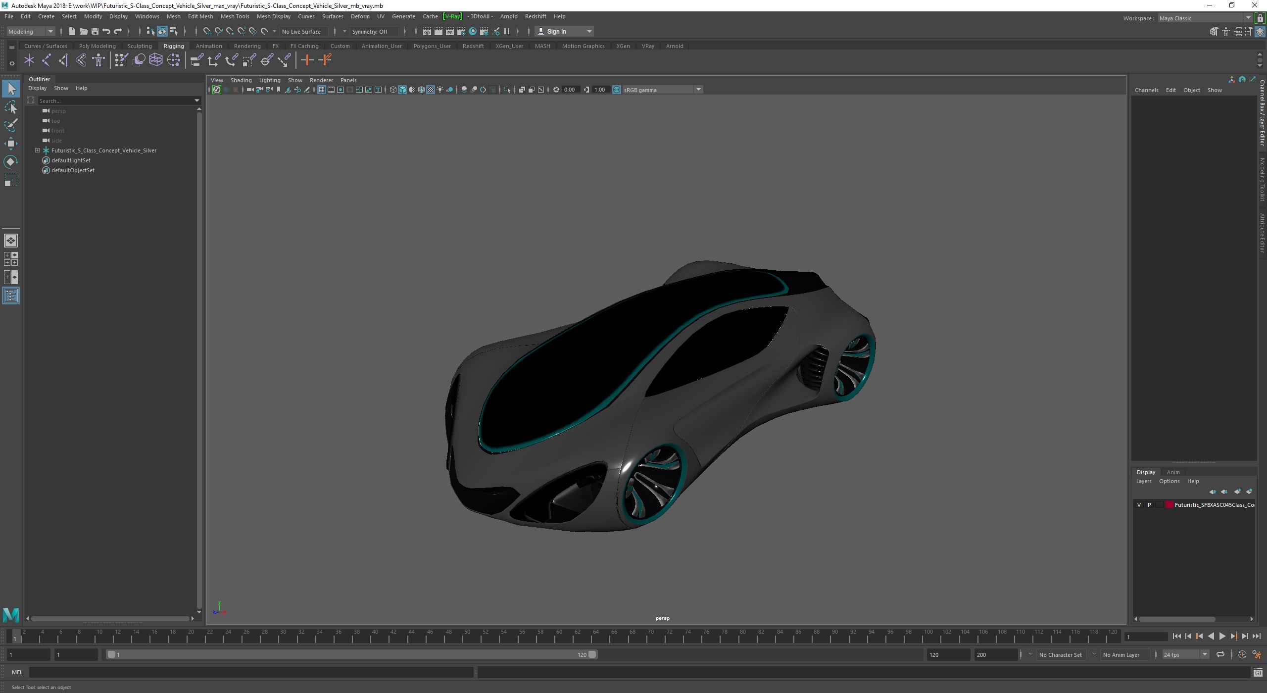 3D Futuristic S-Class Concept Vehicle Silver