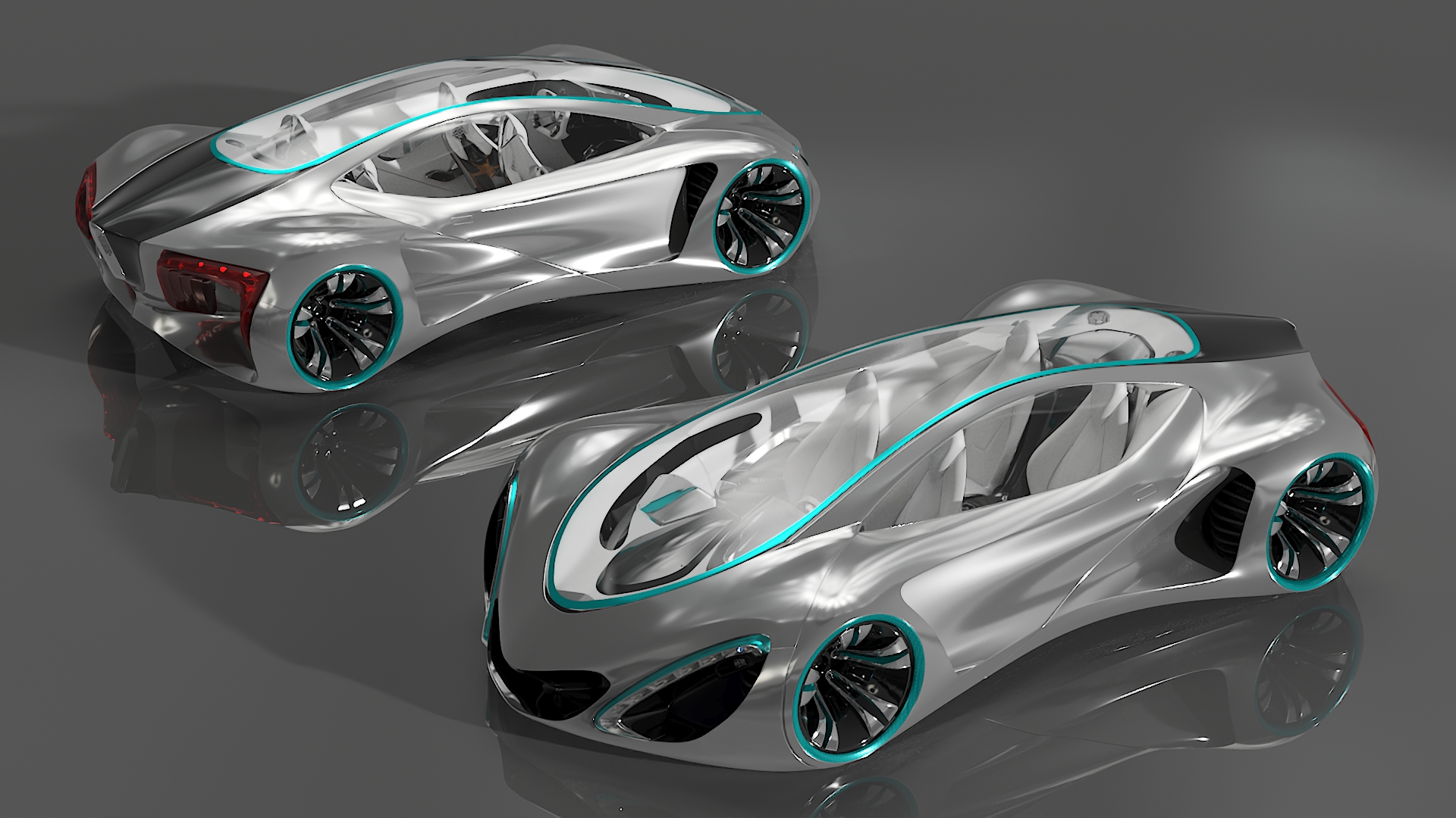 3D Futuristic S-Class Concept Vehicle Silver