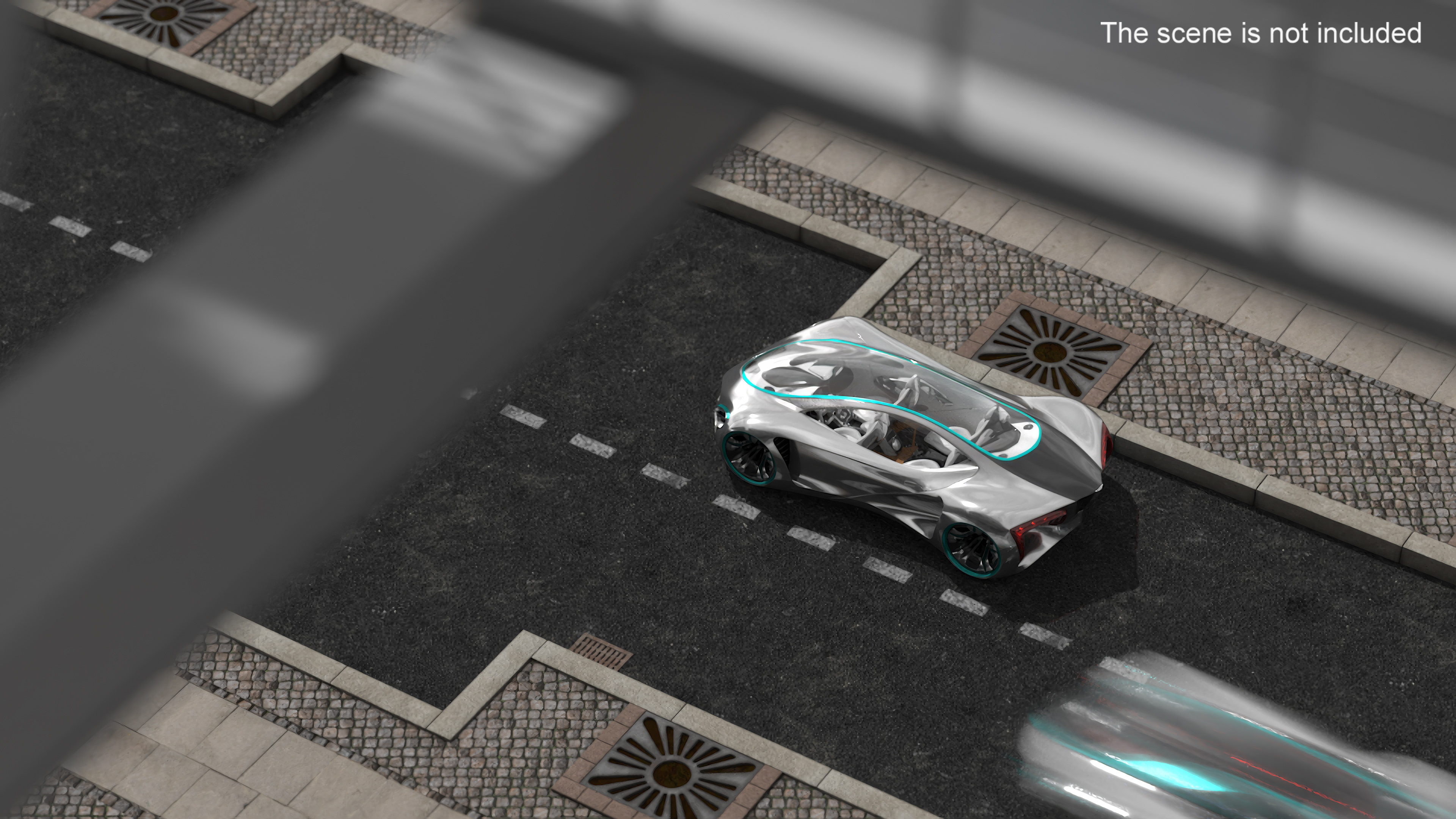 3D Futuristic S-Class Concept Vehicle Silver