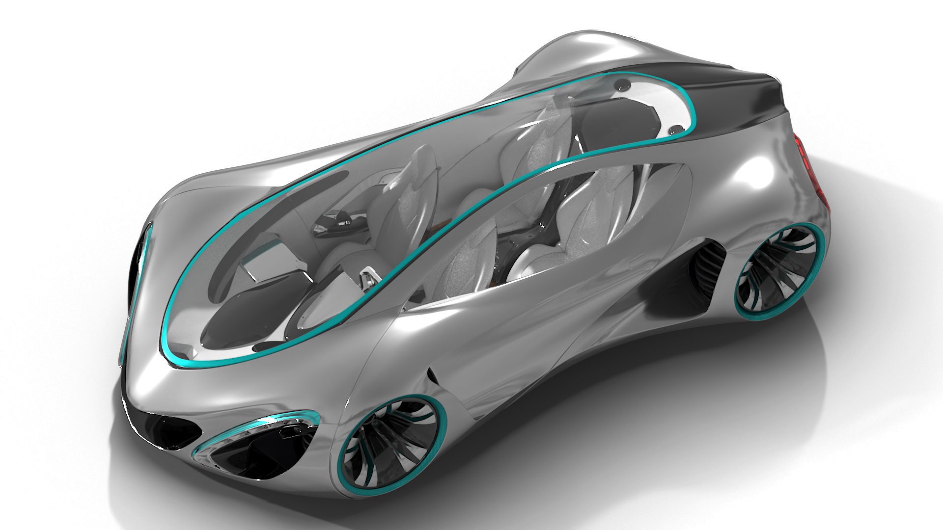 3D Futuristic S-Class Concept Vehicle Silver