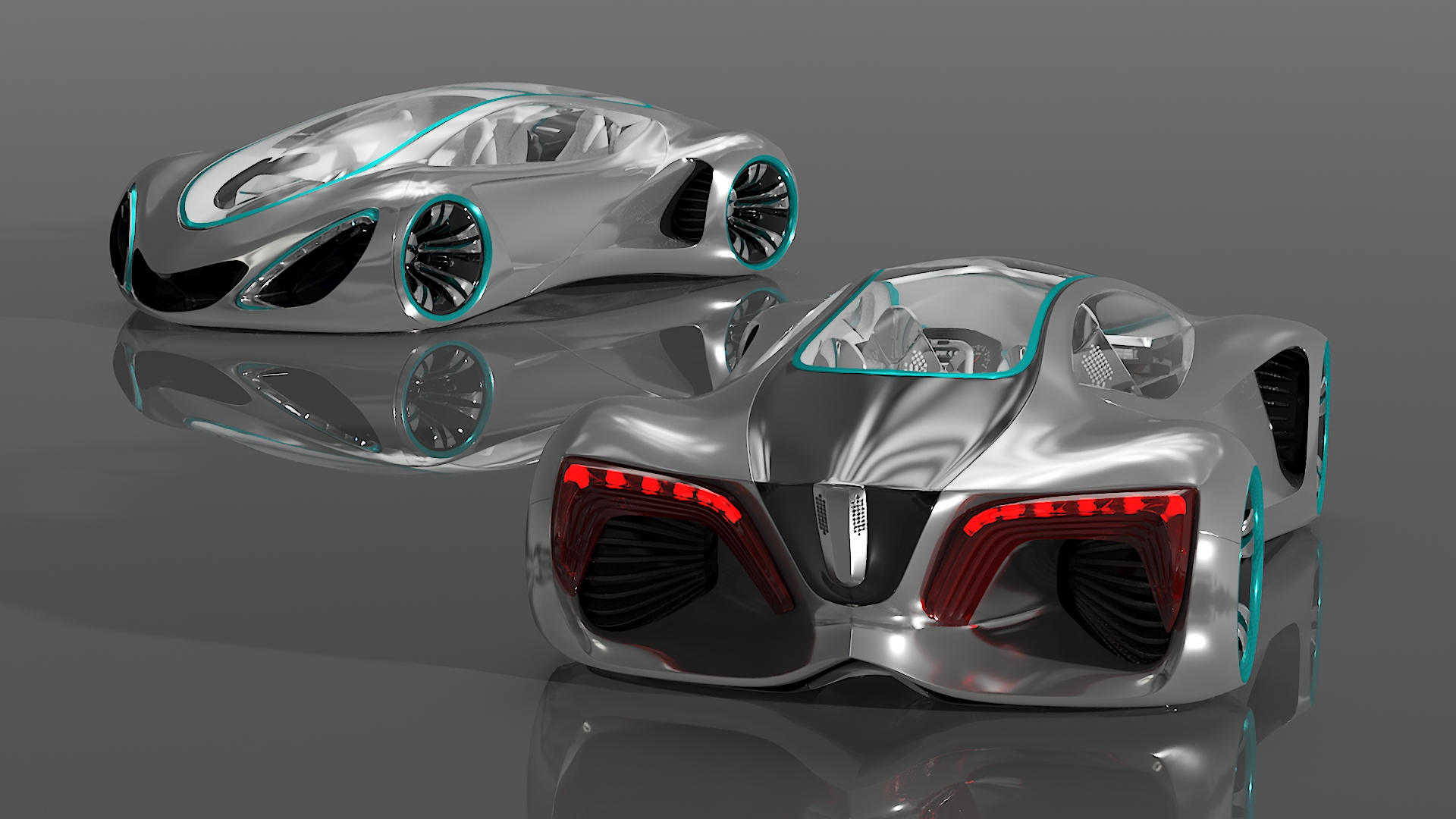 3D Futuristic S-Class Concept Vehicle Silver