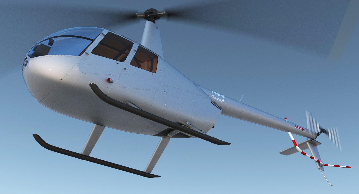 3D Light Helicopter Robinson R44 Rigged 3 model