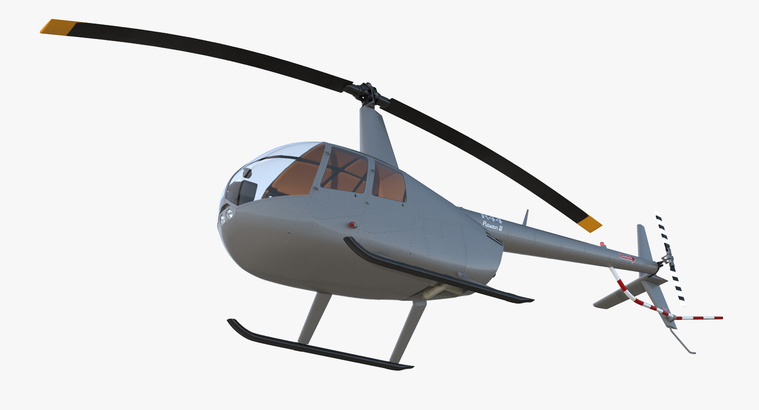3D Light Helicopter Robinson R44 Rigged 3 model