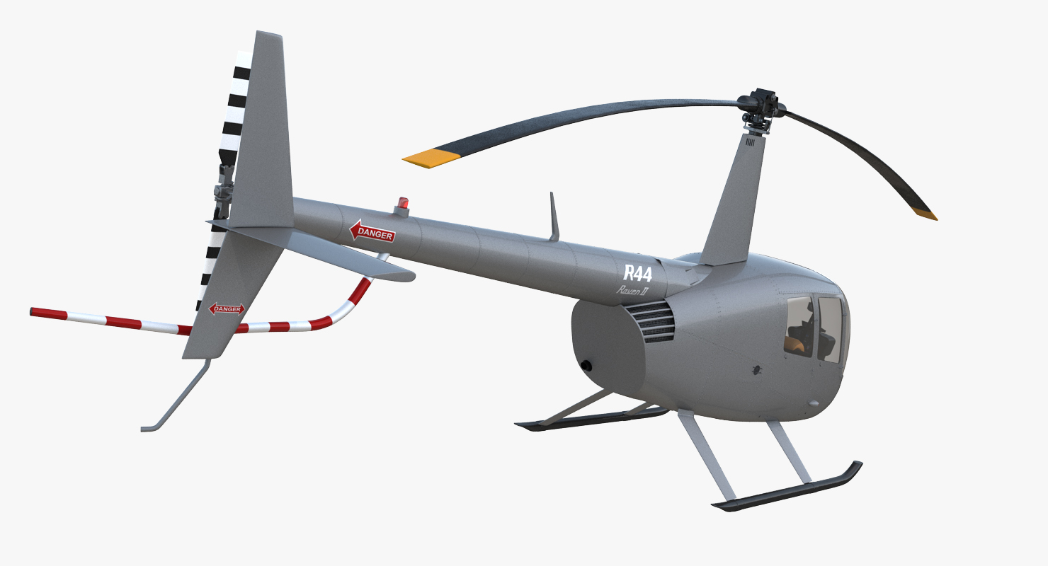 3D Light Helicopter Robinson R44 Rigged 3 model