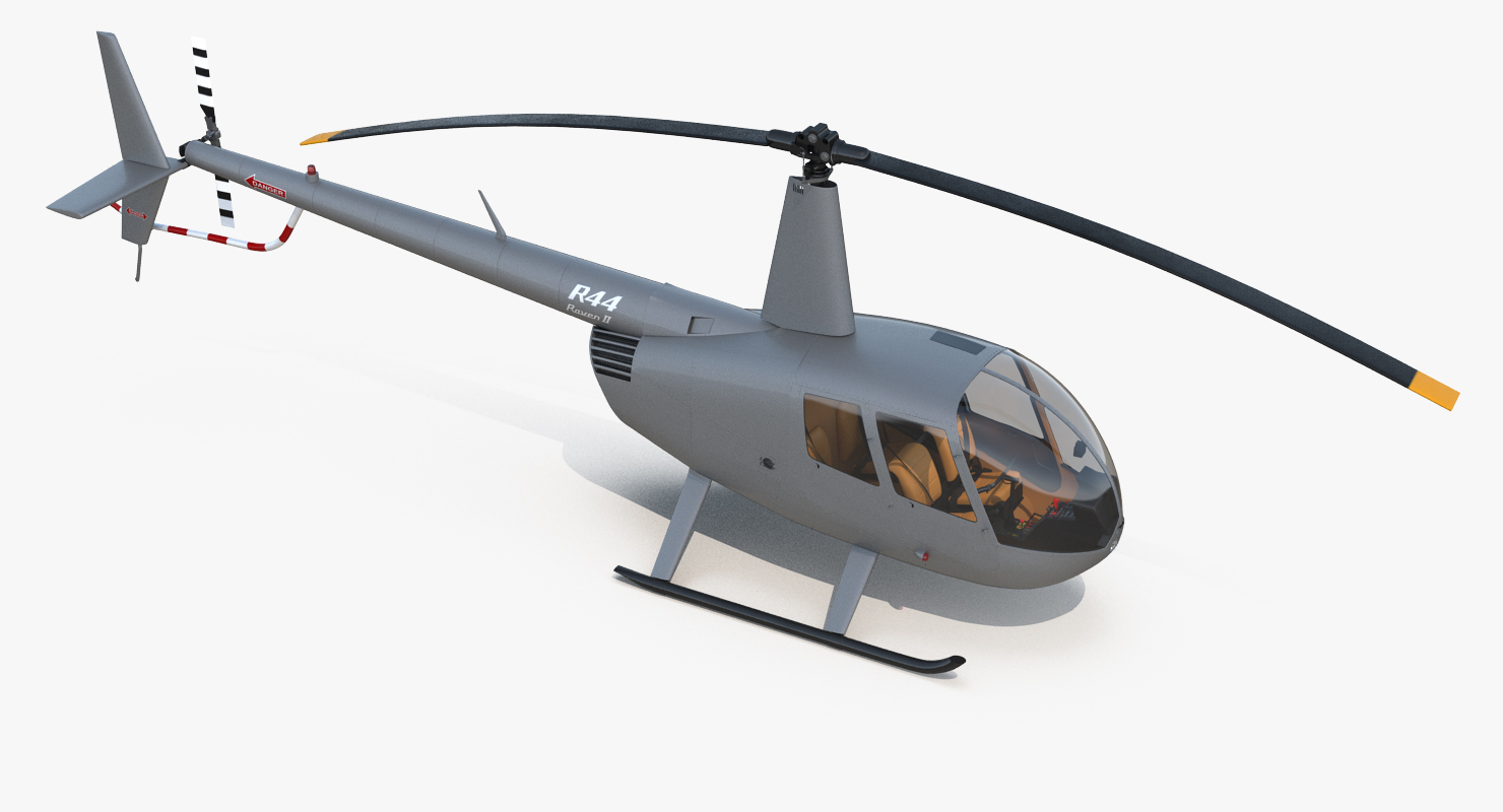 3D Light Helicopter Robinson R44 Rigged 3 model