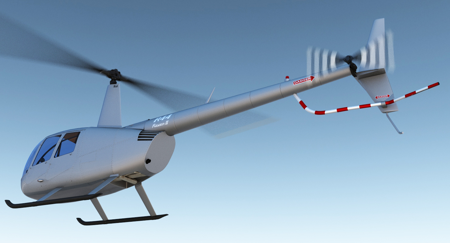 3D Light Helicopter Robinson R44 Rigged 3 model