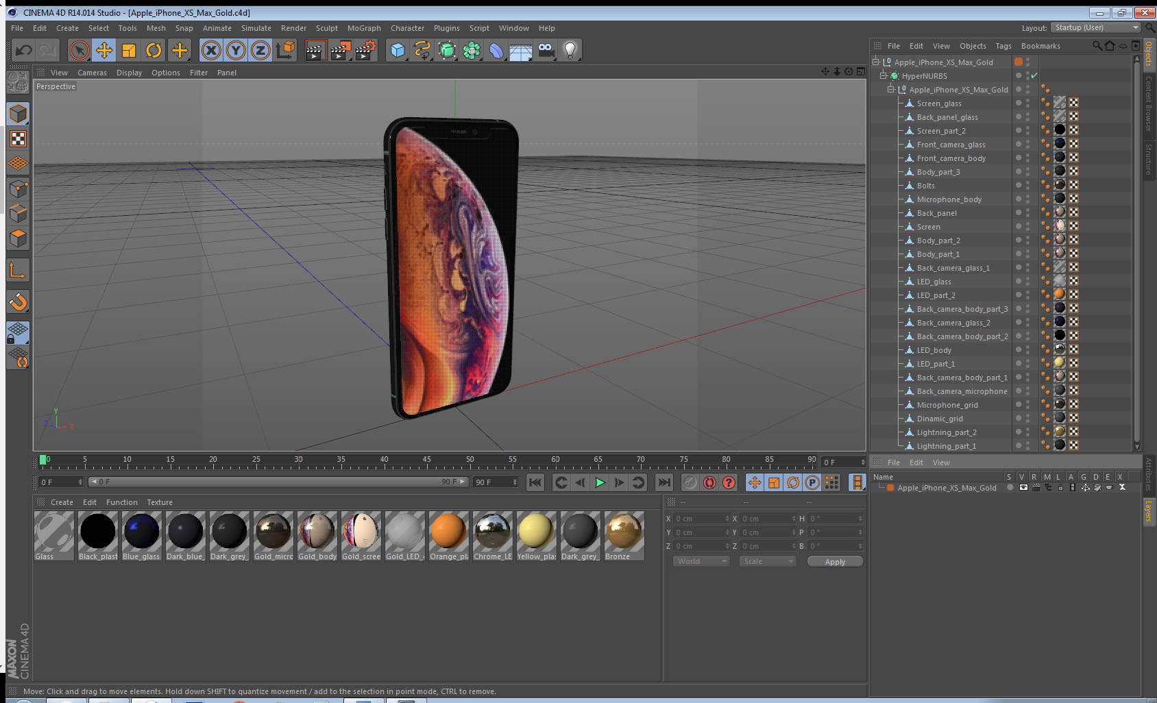 Apple iPhone XS Max Gold 3D model