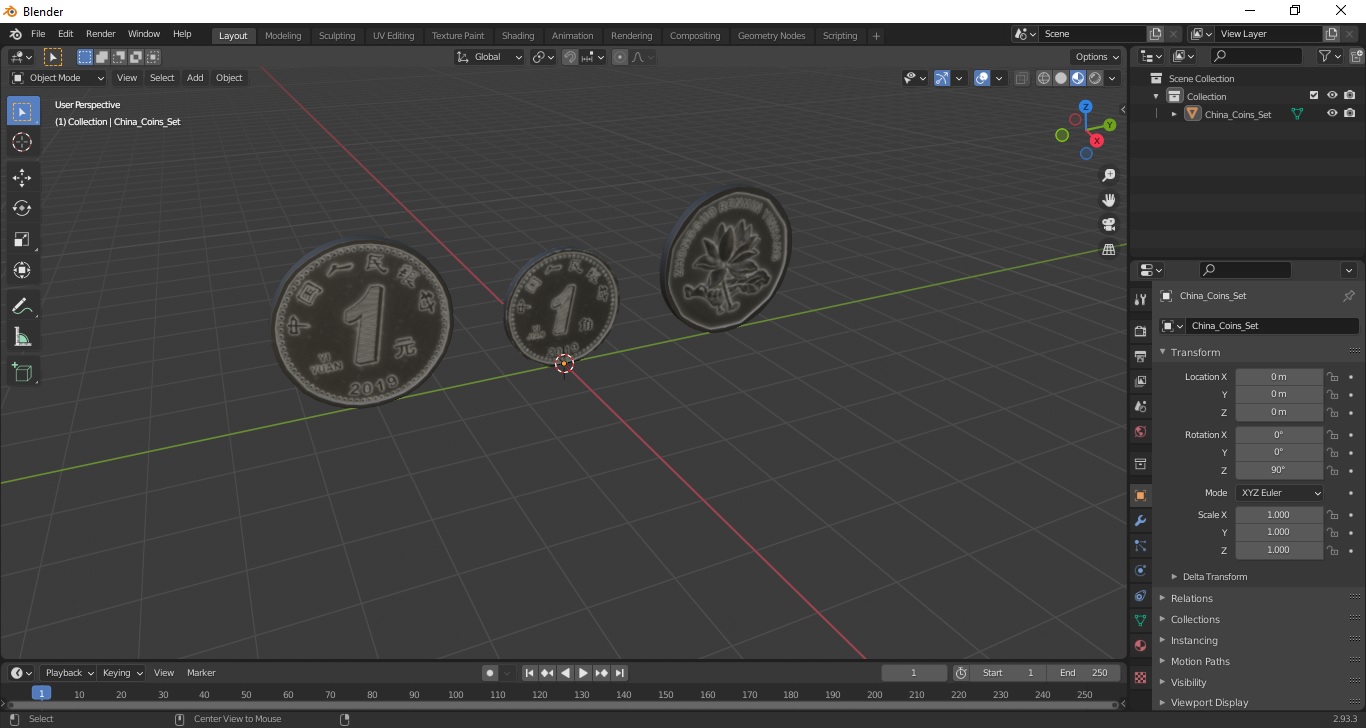 3D model China Coins Set