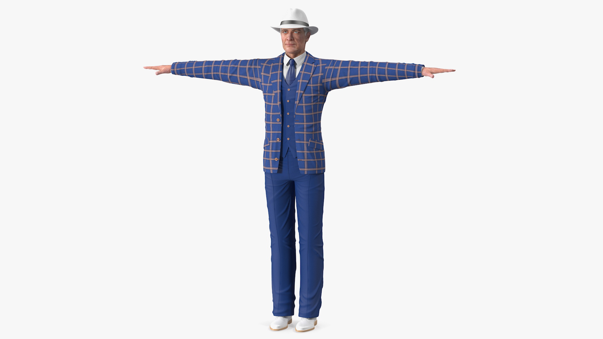 3D Elderly Man Leisure Suit T Pose