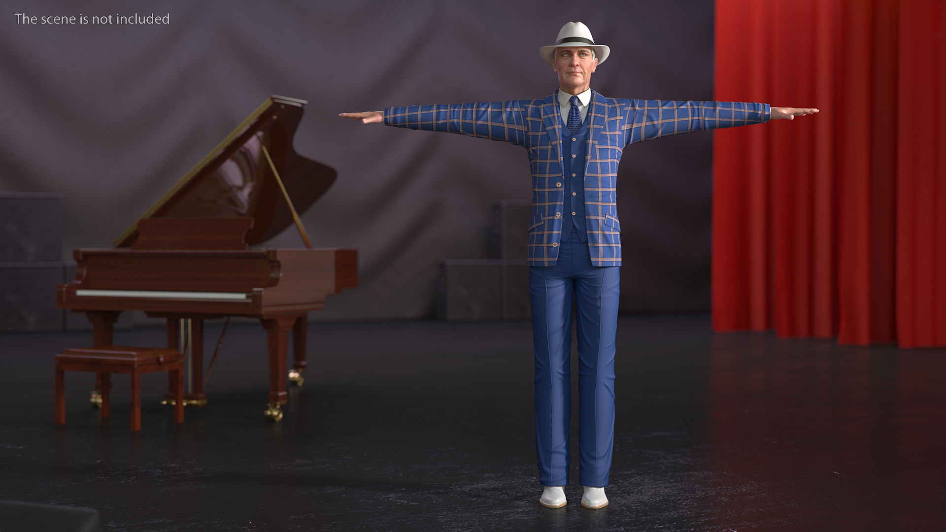 3D Elderly Man Leisure Suit T Pose
