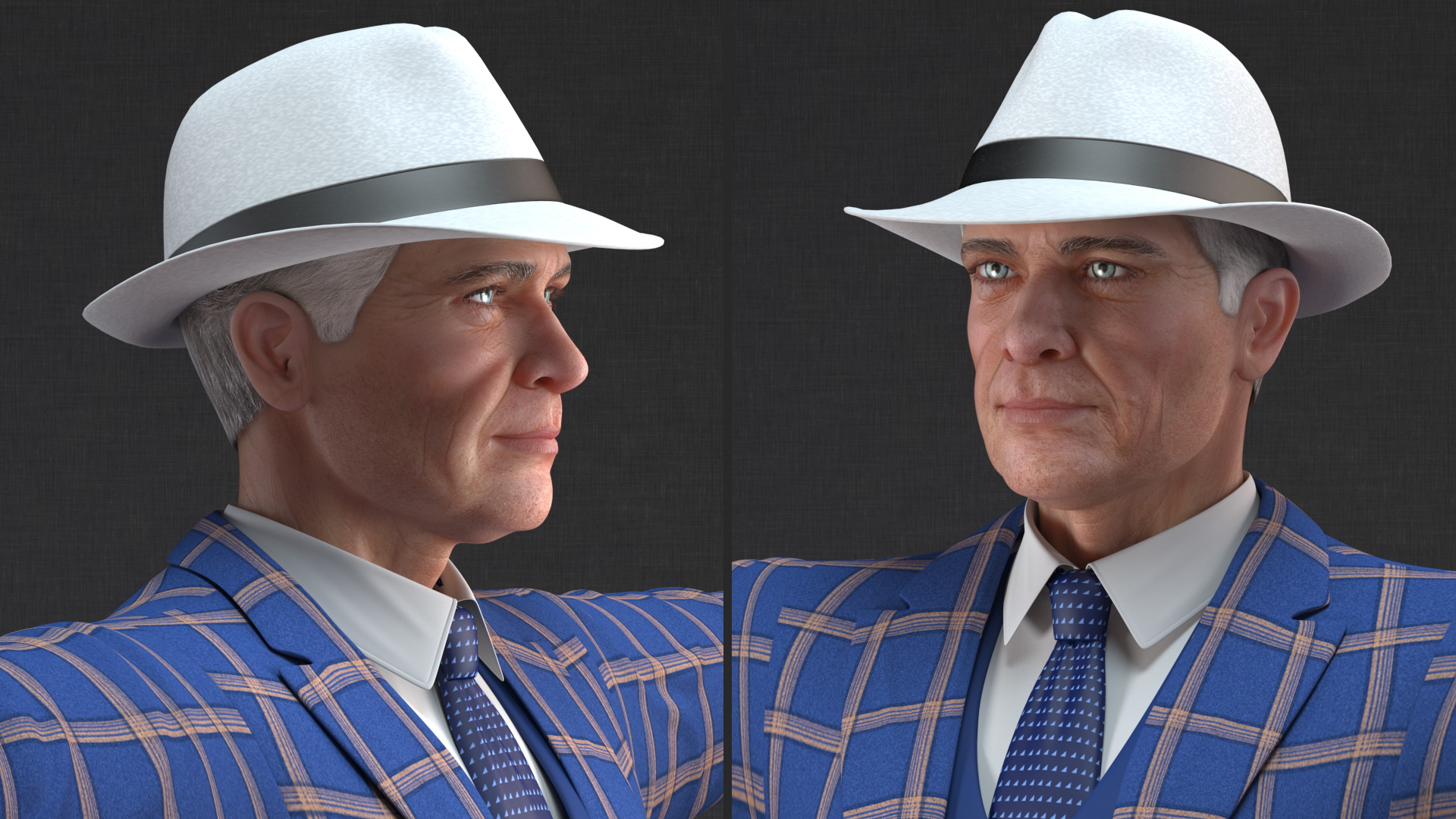 3D Elderly Man Leisure Suit T Pose