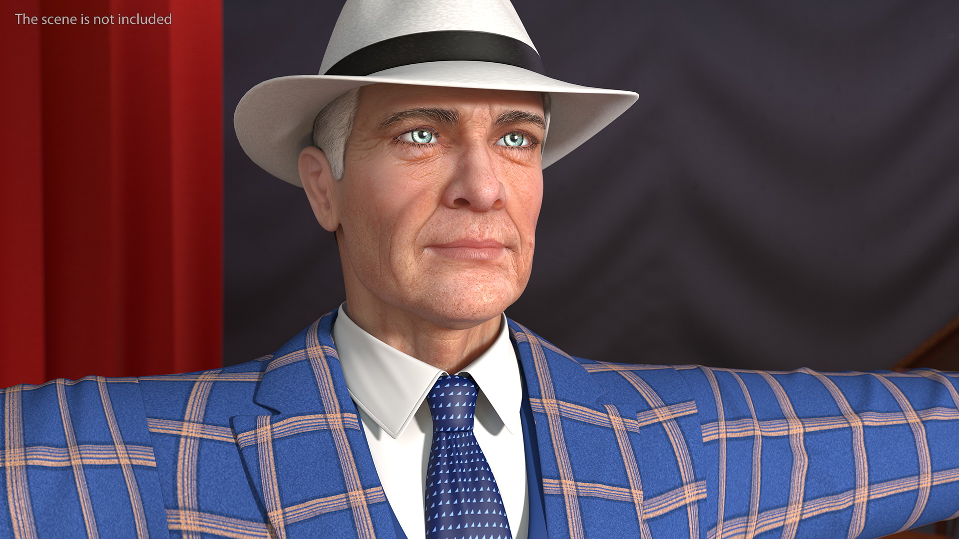 3D Elderly Man Leisure Suit T Pose
