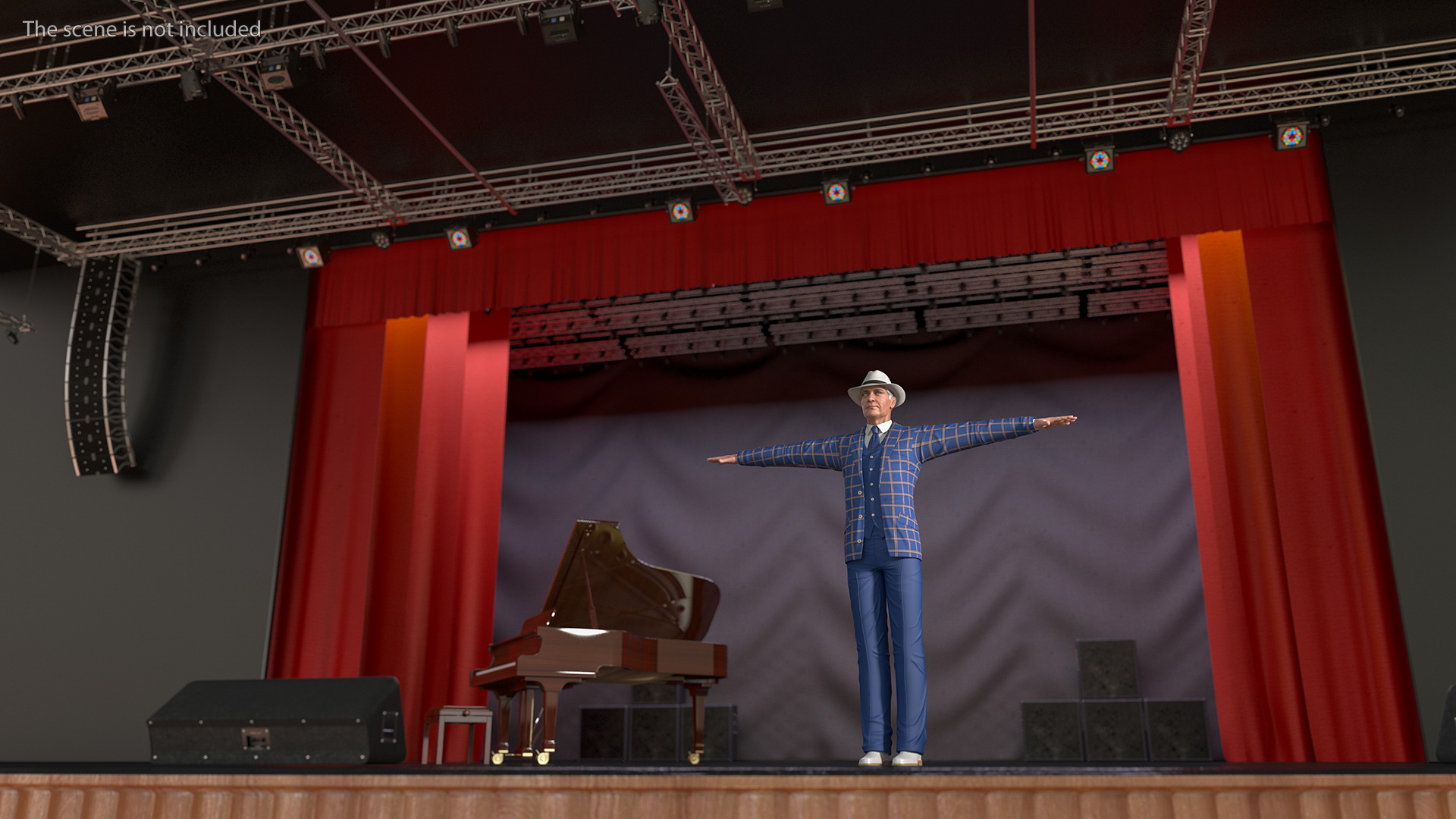 3D Elderly Man Leisure Suit T Pose