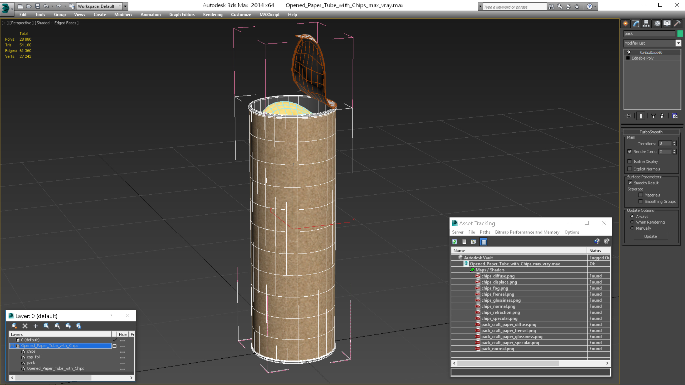 3D Open Paper Tube with Chips