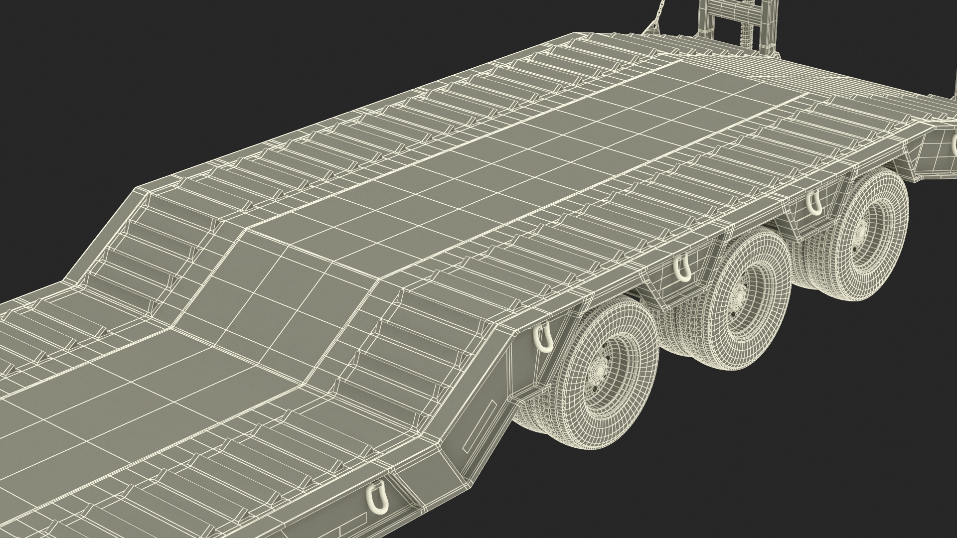 3D Semi Truck with Flatbed Trailer
