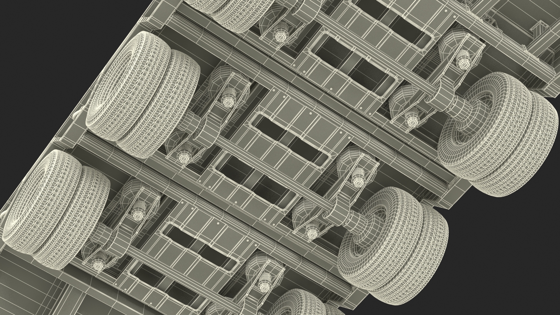 3D Semi Truck with Flatbed Trailer