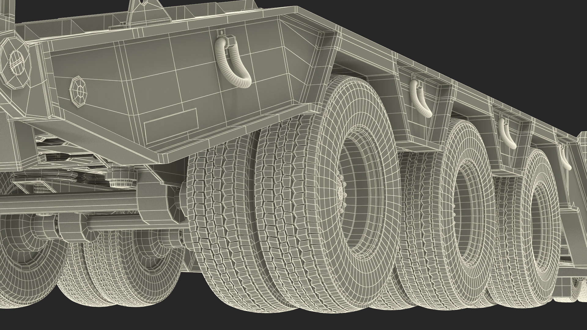 3D Semi Truck with Flatbed Trailer