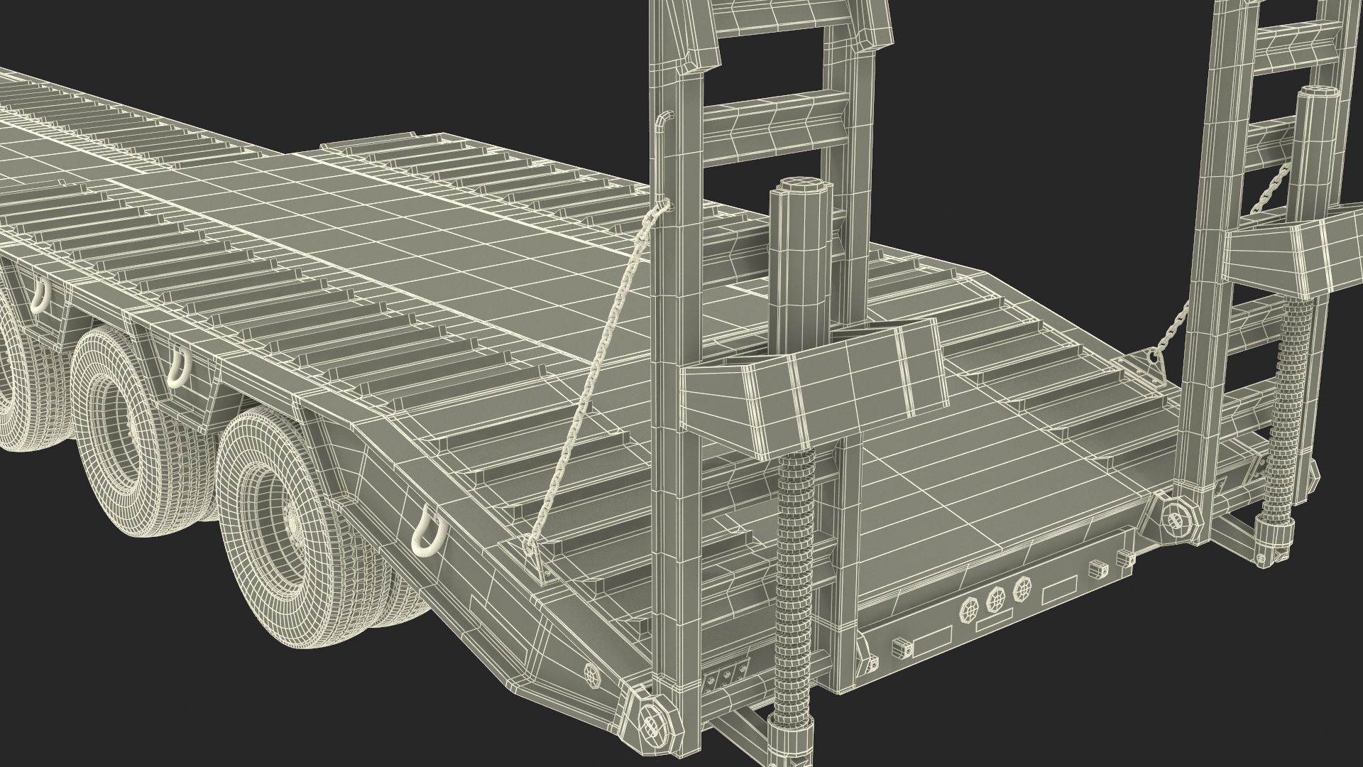 3D Semi Truck with Flatbed Trailer