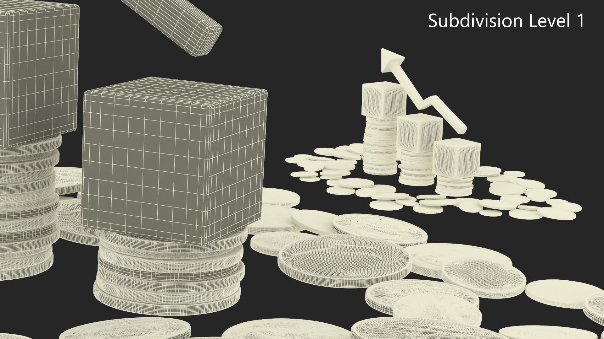 Inflation Arrow Graph with Coins 3D