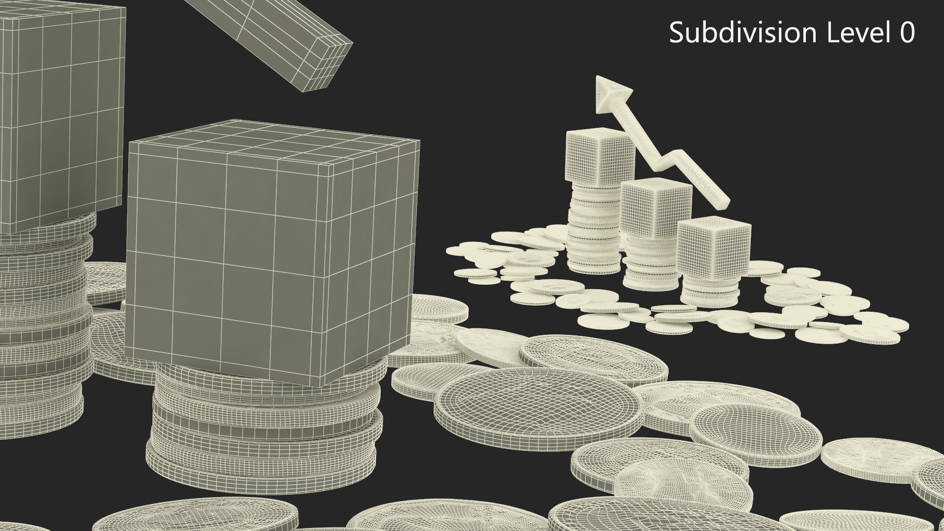 Inflation Arrow Graph with Coins 3D