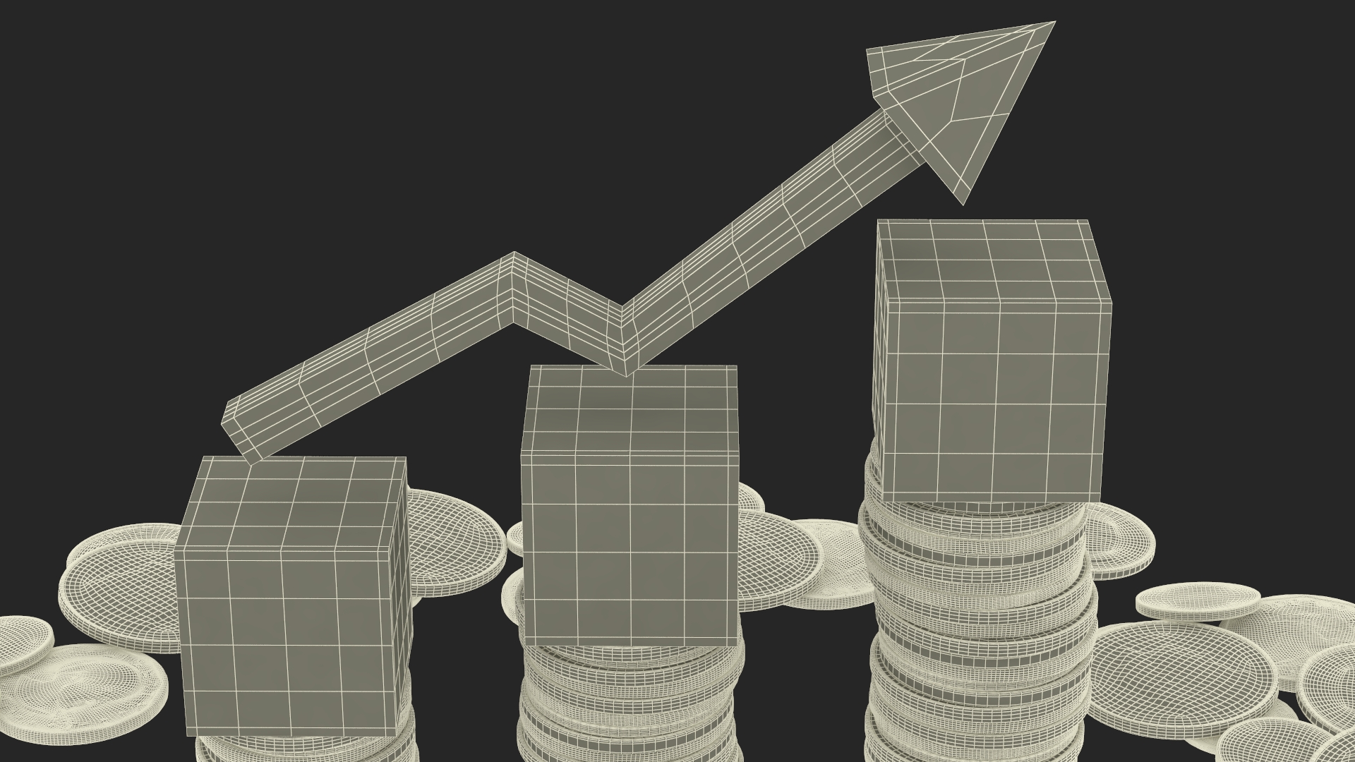 Inflation Arrow Graph with Coins 3D