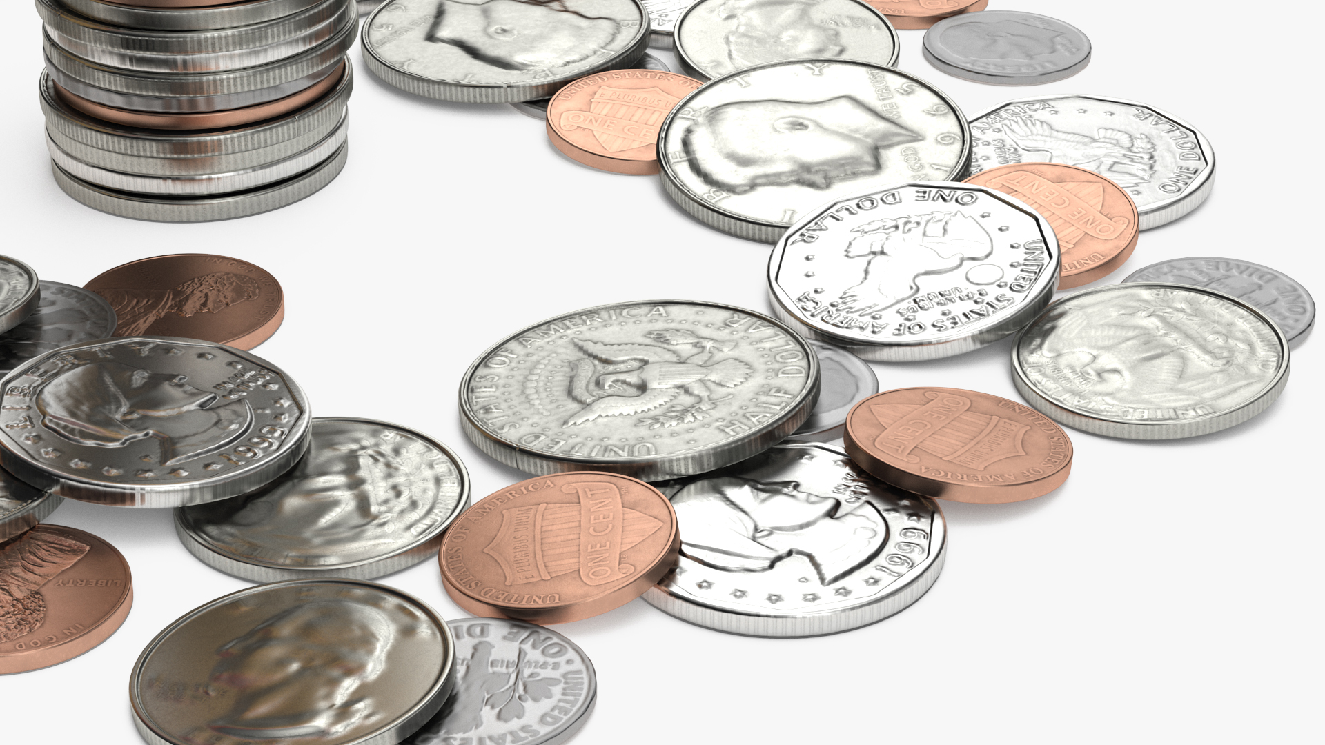 Inflation Arrow Graph with Coins 3D