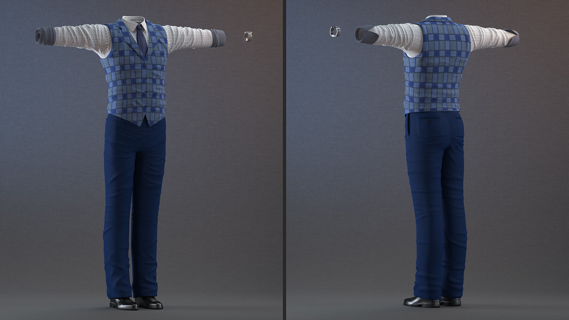 Casual Clothes Set for Elderly Men 3D model