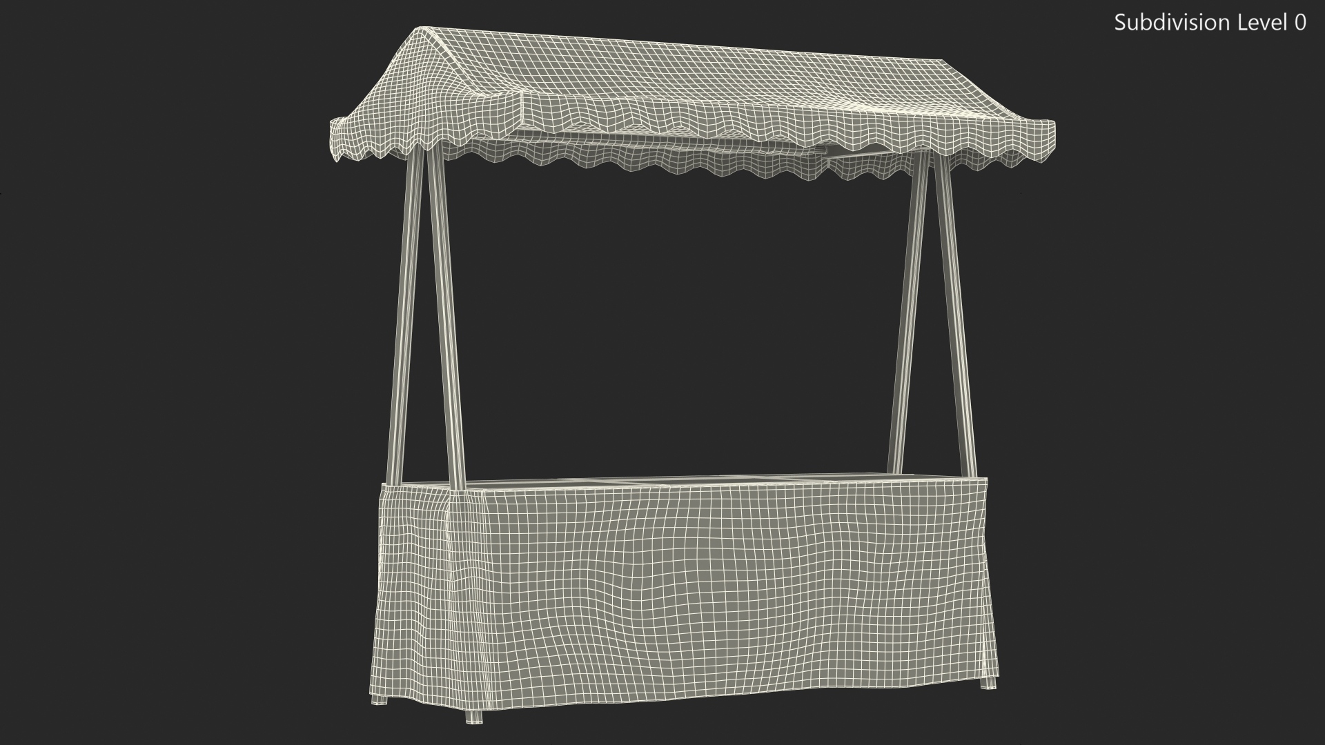 3D model Wooden Market Stall with Cloth