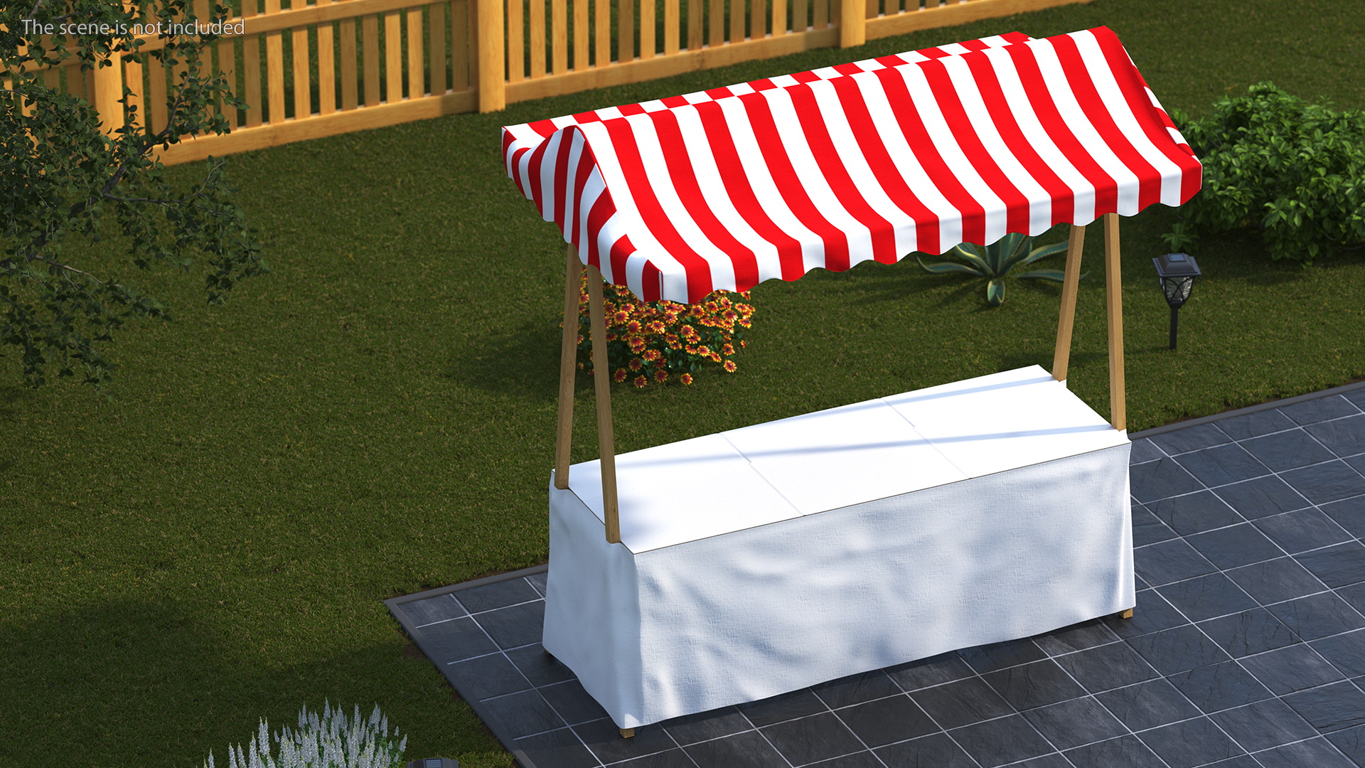 3D model Wooden Market Stall with Cloth