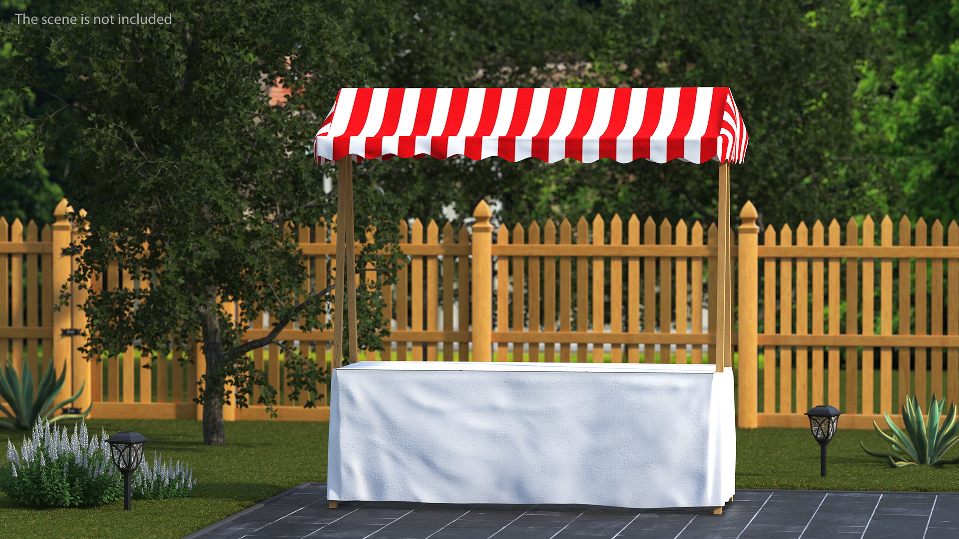 3D model Wooden Market Stall with Cloth