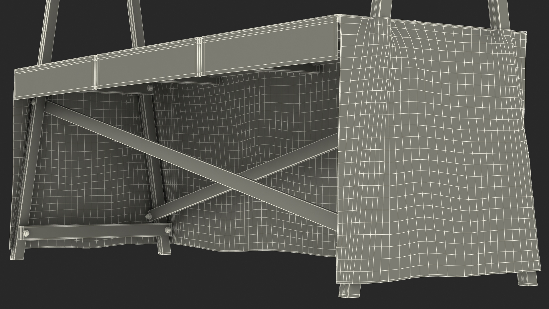 3D model Wooden Market Stall with Cloth