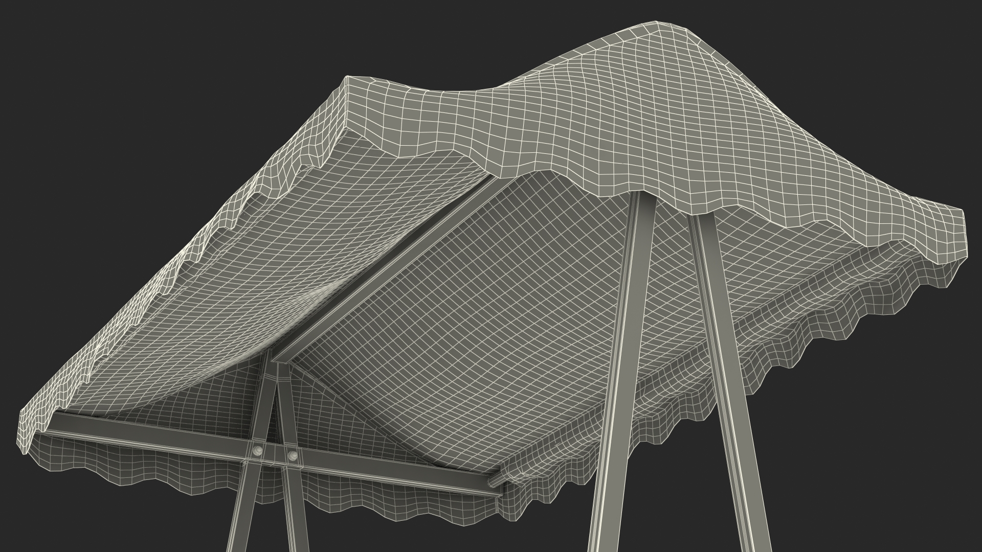3D model Wooden Market Stall with Cloth