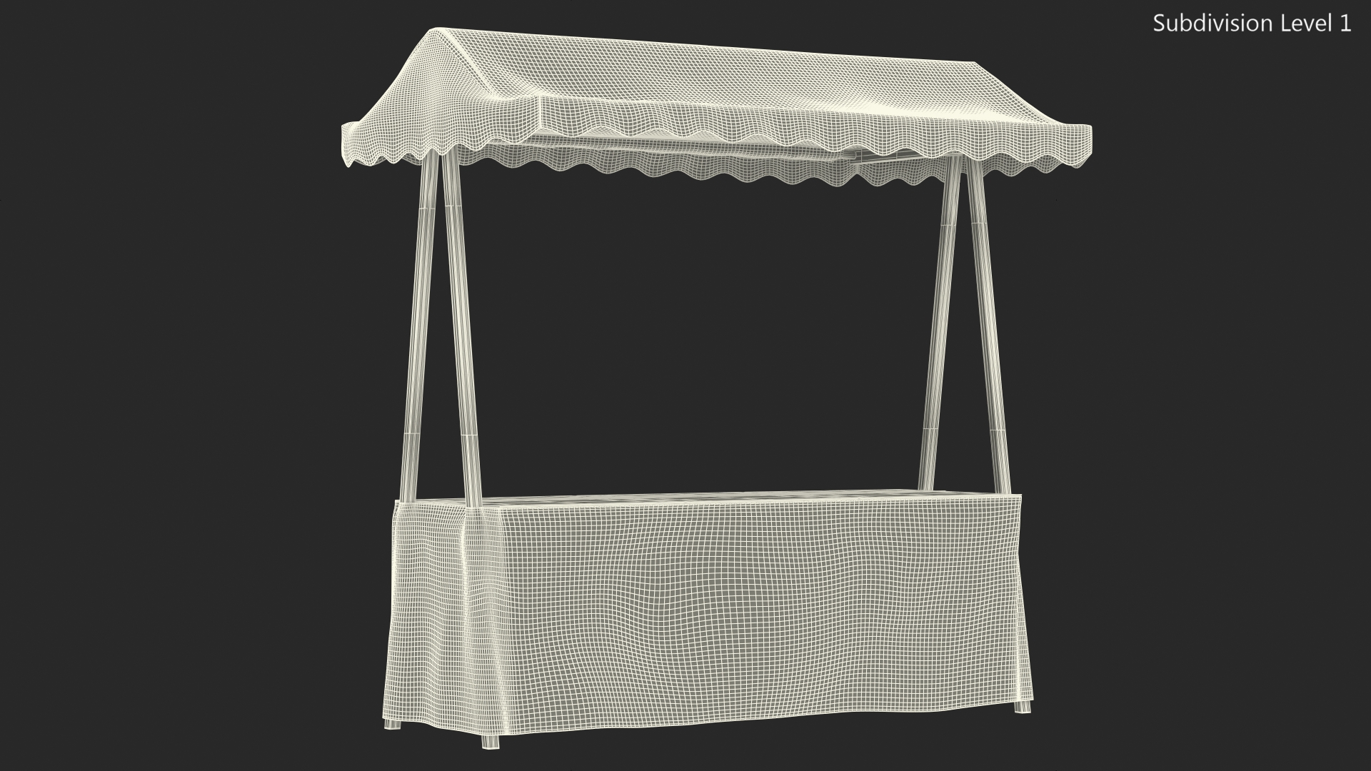 3D model Wooden Market Stall with Cloth