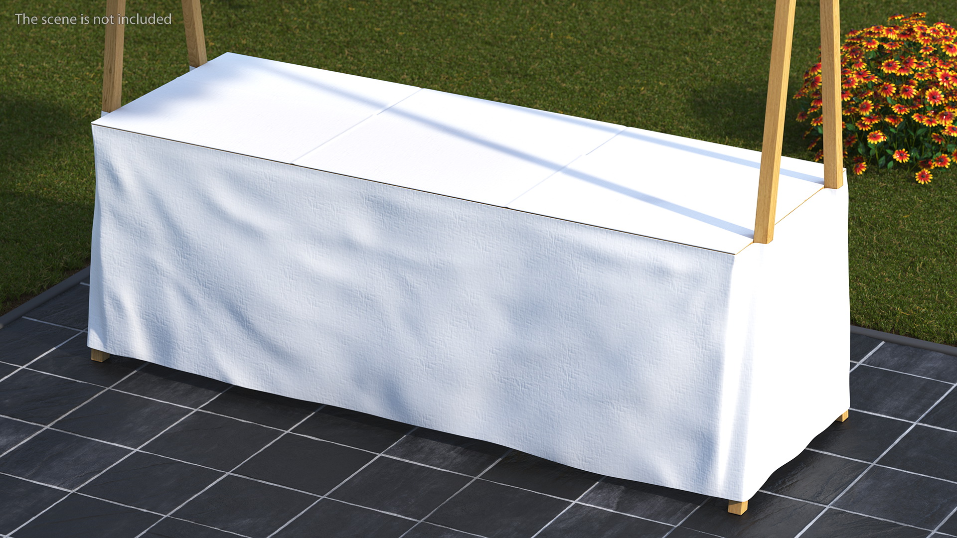 3D model Wooden Market Stall with Cloth