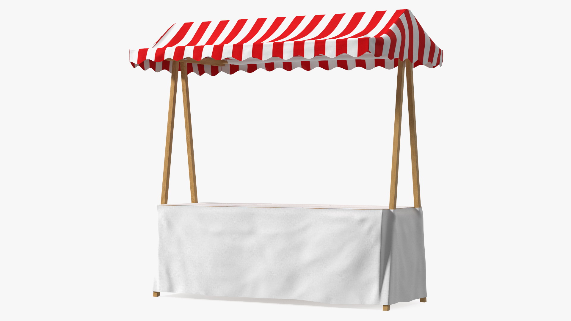 3D model Wooden Market Stall with Cloth