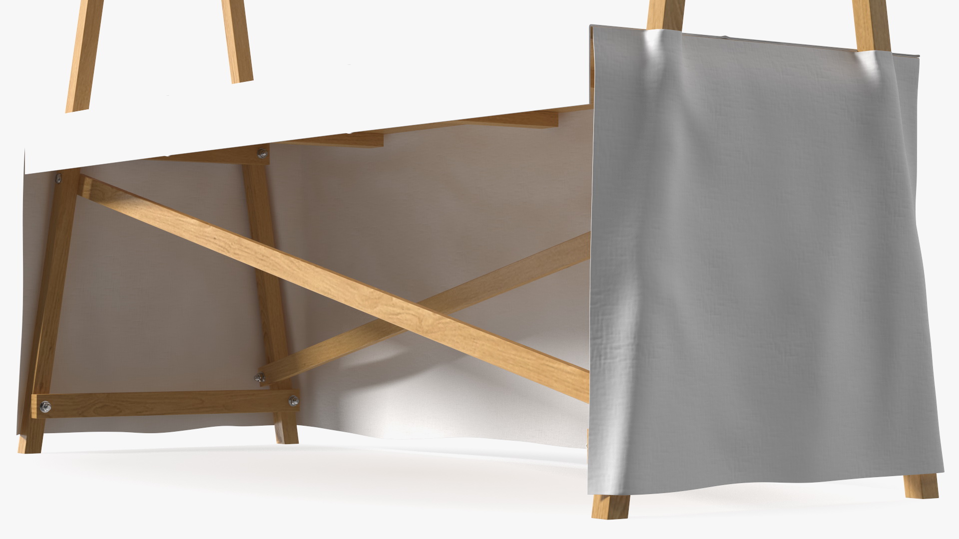 3D model Wooden Market Stall with Cloth